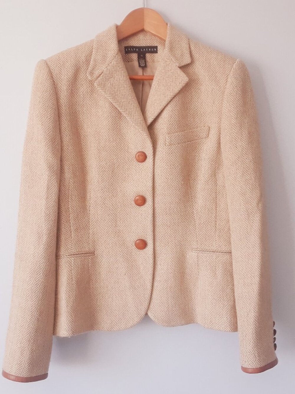Ralph Lauren Silk Linen Chevron Blazer Size 10
